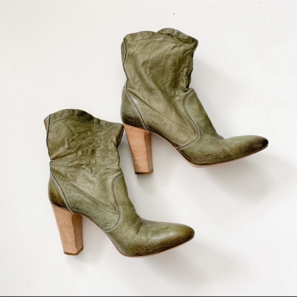 Vic Matie Green Leather Ankle Boot